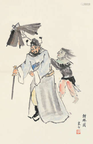 关良（1900～1986） 钟馗图 镜片 设色纸本