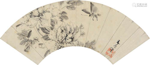 谷文晁（1763～1841） 花蝶图 立轴 水墨纸本