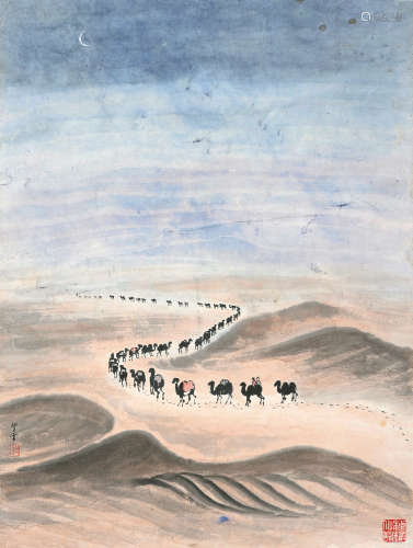 赵望云（1906～1977） 大漠风情 立轴 设色纸本