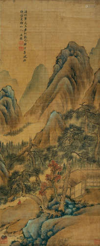 王鉴（1598～1677） 松山听泉图 立轴 设色绢本