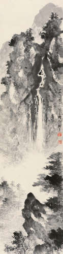 黎雄才（1910～2001） 松山飞瀑 立轴 水墨纸本
