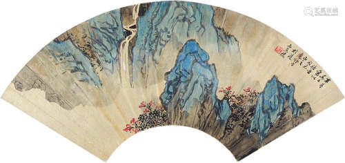 应野平（1910～1990） 1981年作 春山流泉 镜片连框 设色纸本