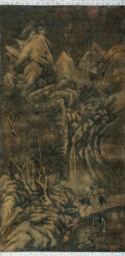 马远（1140～1227）（款） 雪山行旅图 立轴 水墨绢本
