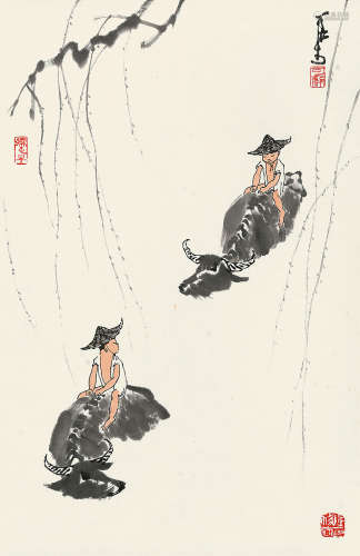 李可染（1907～1989） 牧牛图 立轴 设色纸本
