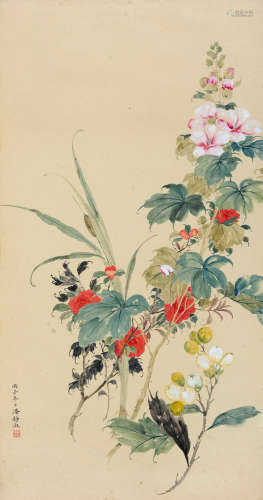 潘静淑（1892～1939） 1936年作 花卉 镜片 设色纸本
