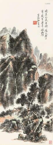 黄宾虹（1865～1955） 山亭论道图 立轴 设色纸本