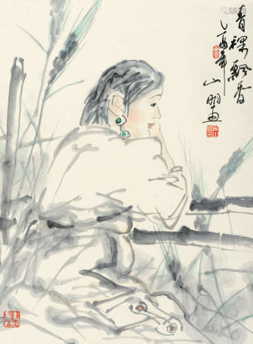 吴山明（b.1941） 2002年作 青稞飘香 立轴 设色纸本