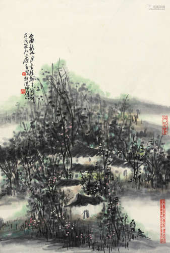 曾宓（b.1935） 2005年作 山居图 立轴 设色纸本