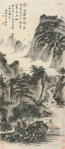 石溪（1612～1692） 落落风霜图 立轴 设色纸本