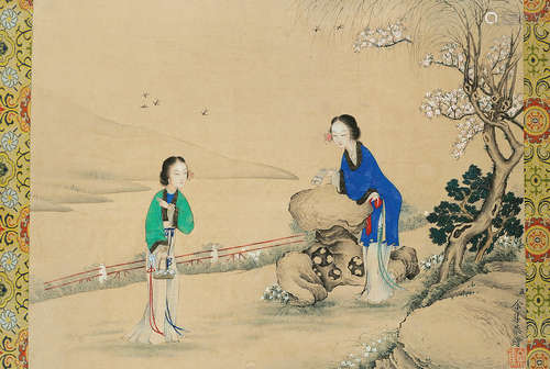 余集（1738～1823） 仕女 立轴 设色纸本