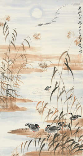 吴青霞（1910～2008） 1979年作 芦雁图 立轴 设色纸本