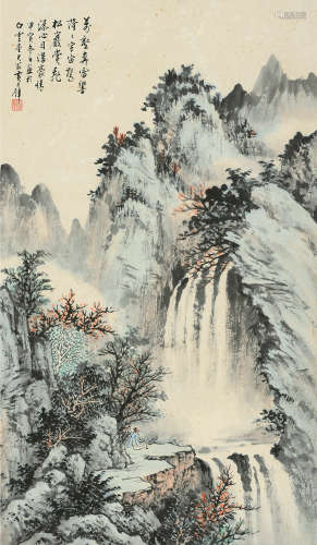 黄君璧（1898～1991） 1974年作 山水 立轴 设色纸本