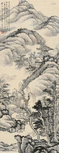 申石伽（1906～2001） 1948年作 临古山水 立轴 水墨纸本