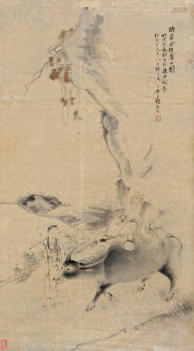 胡三桥（1839～1883） 1868年作 老子下山图 立轴 设色纸本