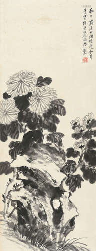 吴笠仙（1869～1938） 菊石图 条屏 水墨纸本