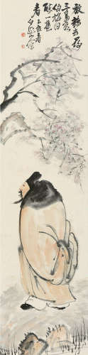 王震（1867～1938） 1835年作 放鹤图 镜片 设色纸本