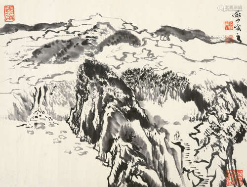 陆俨少（1909～1993） 山水 镜片 水墨纸本