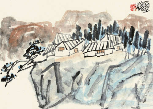 陈子庄（1913～1976） 山水画稿 镜片 设色纸本
