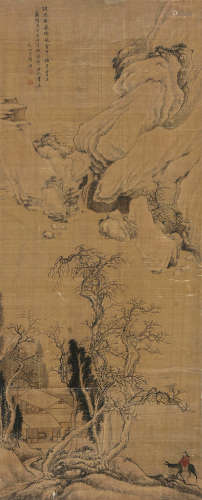 陆治（1496～1576） 1566年作 临古山水 立轴 设色绢本