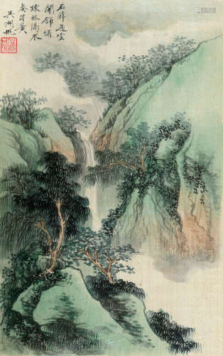 吴湖帆（1894～1968） 山水 镜片（连框） 设色纸本
