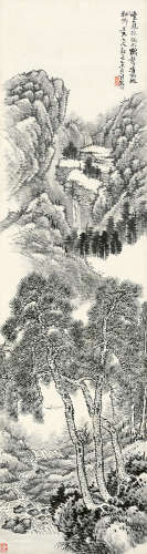 吴伯滔（1840～1895） 1895年作 云山飞泉 立轴 水墨纸本