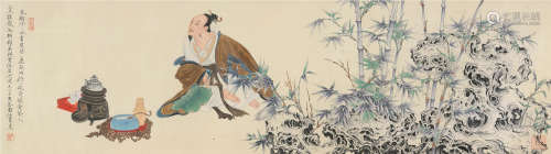 任重（b.1976） 2009年作 玉川子煮茶图 镜片 设色绢本