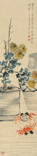 吴淑娟（1853～1930） 1921年作 清供图 立轴 设色纸本