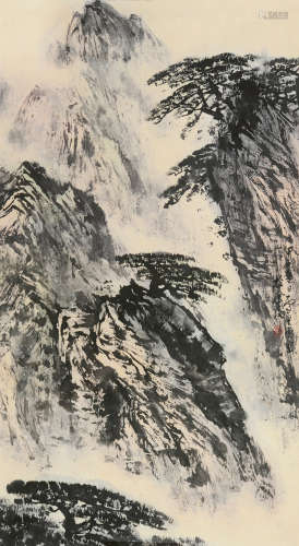 卢星堂（1938～2012） 黄山松云 镜片连框 水墨纸本