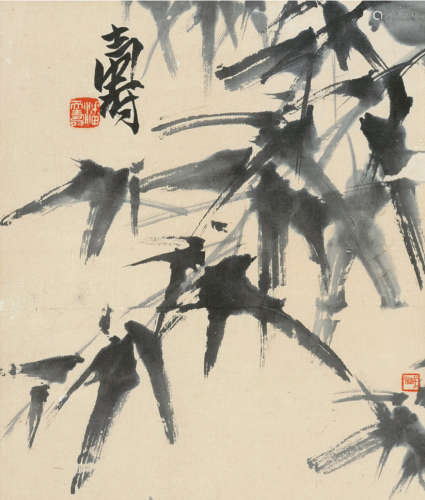 潘天寿（1897～1971） 竹影 镜片连框 水墨纸本