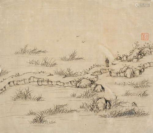 张之万（1811～1897）（款） 山水 （三帧） 镜片 （四选一） 水墨绢本