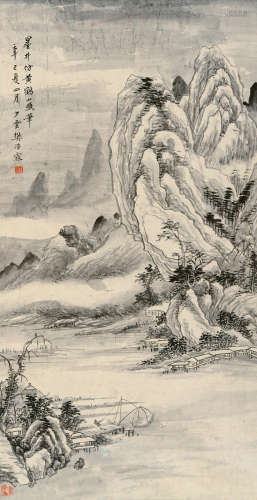 樊浩霖（1885～1962） 1941年作 仿古山水 立轴 水墨纸本