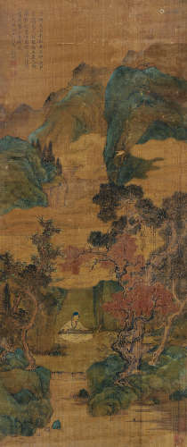 文徵明（1470～1559） 1525年作 云山抚琴图 立轴 设色绢本