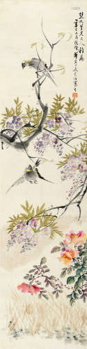 朱梦庐（1826～1900） 1881年作 花鸟 立轴 设色纸本