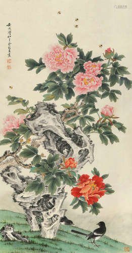 俞致贞（1915～1995） 花鸟 立轴 设色纸本