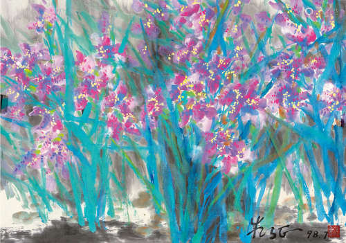 朱乃正（1935～2013） 花卉 镜片 设色纸本