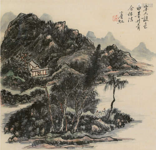 黄宾虹（1865～1955） 山水 镜框 设色绢本