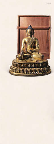17世纪 铜鎏金佛祖坐像
