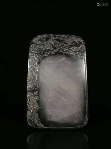 17-19TH CENTURY, A LOW RELIEF DUAN INKSTONE, QING DYNASTY