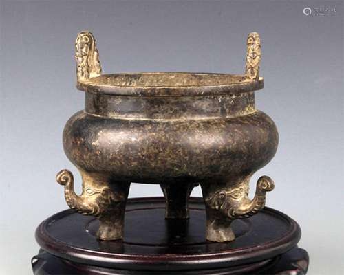 A ELEPHANT FOOT BRONZE CENSER