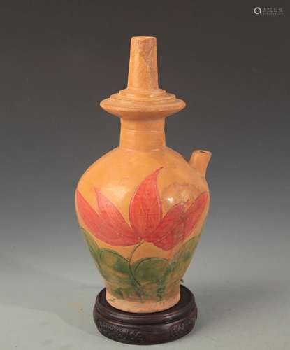 SAN CAI COLOR LOTUS FLOWER PATTERN BOTTLE