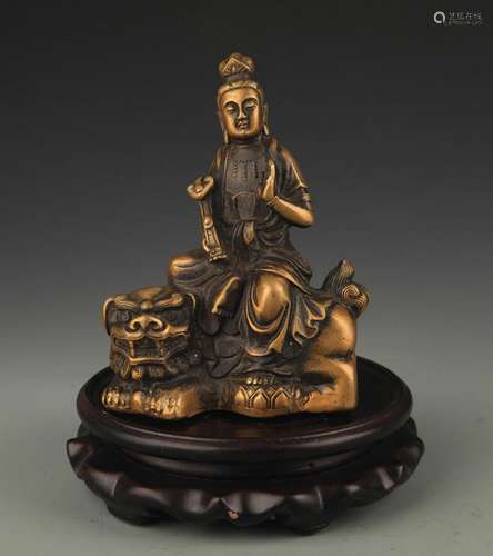 A TIBETAN BUDDHISM BRONZE MANJUSHRI STATUE