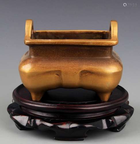 A DOUBLE EAR BRONZE CENSER