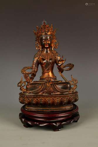 A FINELY CARVED TIBETAN VAJRASATTVA BUDDHA