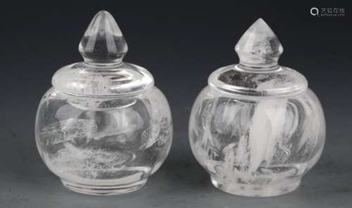 PAIR OF SMALL CRYSTAL JAR