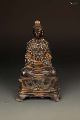 A LARGE AMITAYUS BUDDHA BRONZE FIGURE