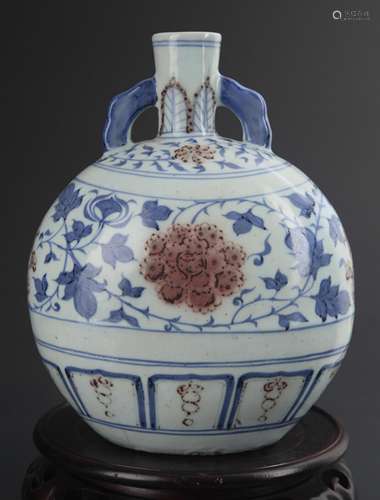 A LARGE BLUE AND WHITE YOU LI HONG MOON BOTTLE