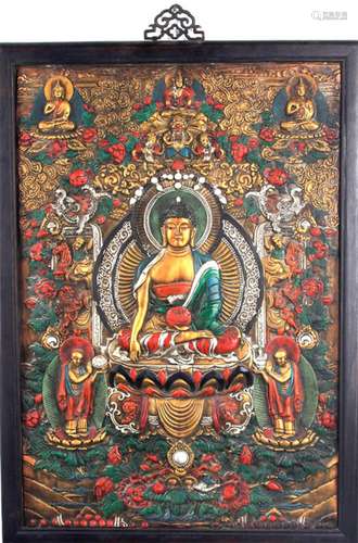 A LARGE FINELY CARVED BUDDHA PANELS