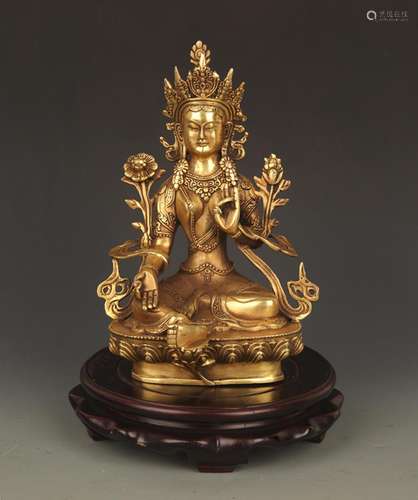 A FINE BRONZE TIBETAN BODHISATTVA TARA FIGURE