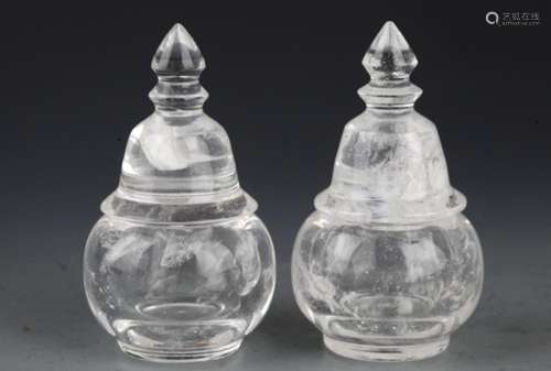 PAIR OF SMALL CRYSTAL JAR