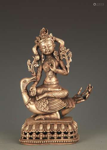 A FINE BRONZE TIBETAN BRAHMA STATUE